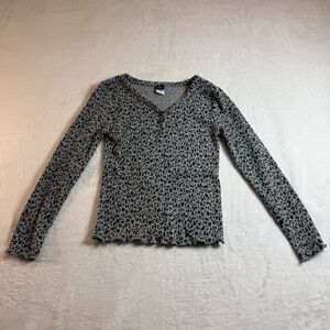 Old Navy Black and Gray Leopard Patterned Sweater